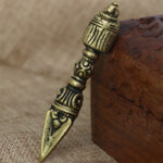 Buddha Stones Handmade Nepal Small Vajra Dorje Engraved Enlightenment Copper Decoration Dorje BS 1