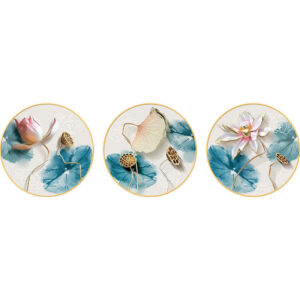 Buddha Stones 3Pcs Lotus Flower Meditation Enlightenment Wall Art Stickers Wall Art BS 3Pcs Lotus Wall Art
