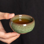 Buddha Stones Chinese Green Ice Crack Design Jianzhan Kiln Change Porcelain Teacup Kung Fu Tea Cup Jian Zhan Tea Cup BS 5