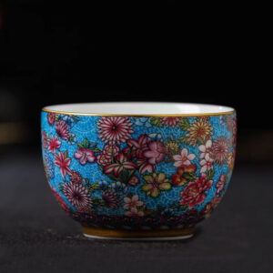 Buddha Stones Jingdezhen Porcelain Overglaze Decoration Colorful Flowers Ceramic Teacup Kung Fu Tea Cups Cup BS 8cm*6cm*150ml