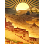 Buddha Stones Tibet Potala Palace Paper LED Carving Lamp Art Night Lights Creative LED Table Lamp Decorations BS 8
