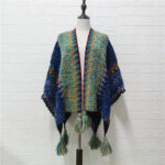 Buddha Stones Tibetan Shawl Soft Warm Knitting Cloak Winter Tibetan Tassel Scarf Tibetan Shawl BS 17
