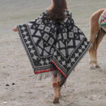 Buddha Stones Tibetan Shawl Triangle Pattern Hooded Cloak Winter Cozy Travel Scarf Wrap Tibetan Shawl BS Black 130*150cm