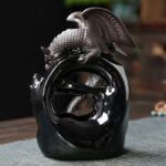 Buddha Stones Nordic Pterosaur Dragon Ceramic Backflow Smoke Fountain Protection Healing Incense Burner Decoration Incense Burner BS 3