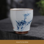 Buddha Stones Lotus Flower Leaf Bamboo Ceramic Teacup Kung Fu Tea Cups Cup BS Bamboo 6.6cm*6.7cm*95ml