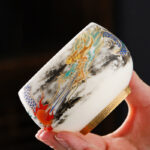 Buddha Stones Dragon Playing With Pearl Design White Porcelain Ceramic Teacup Kung Fu Tea Cup 160ml Cup BS 2