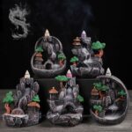 Buddha Stones Mountain Bridges Pattern Meditation Resin Backflow Incense Burner Incense Burner BS 17