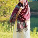Buddha Stones Tibetan Vine Leaves Pattern Design Shawl Cozy Travel Scarf Wrap Tibetan Shawl BS 15