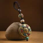 Buddha Stones Tibetan Om Mani Padme Hum Bodhi Seed Peace Key Chain Key Chain BS Om Mani Padme Hum Shankha
