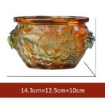 Buddha Stones Handmade Liuli Crystal Treasure Bowl Art Piece Home Decoration Decorations BS 14.3cm*12.5cm*10cm