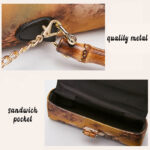 Buddha Stones Flower Pattern Bamboo Handle Metal Chain Crossbody Bag Handbags Crossbody Bag&Handbags BS 6