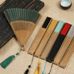 Buddha Stones Vintage Handheld Folding Fan With Bamboo Frames Folding Fan BS 4