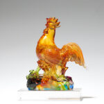 Buddha Stones Handmade Liuli Crystal Rooster Art Piece Home Decoration Decorations BS 6