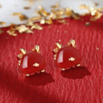 Buddha Stones 925 Sterling Silver Year of the Dragon Natural Hetian Jade Red Agate Cute Dragon Protection Success Bracelet Necklace Pendant Earrings (Extra 30% Off | USE CODE: FS30) Bracelet Necklaces & Pendants BS Dragon Earrings Red Agate(Confidence♥Calm)