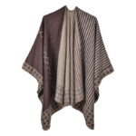 Buddha Stones Tibetan Shawl Striped Diamond Pattern Winter Warm Soft Scarf Tibetan Shawl BS Brown BurlyWood