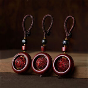 Buddha Stones Tibetan Small Leaf Red Sandalwood Ebony Luck Protection Rotation Decoration
