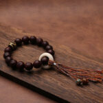 Buddha Stones Tibetan Bodhi Seed Agate Bead Luck Wealth Tassel Charm Wrist Mala Wrist Mala BS 12