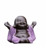 Buddha Stones Always Smiling Laughing Buddha Wealth Luck Purple Clay Maitreya Statue Decoration Decorations BS Always Smiling Purple Laughing Buddha