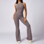 Buddha Stones Women Casual Sleeveless Jumpsuit Flare Pants Sports Fitness Yoga Bodysuit Bodysuit BS 2