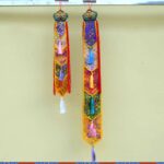 Buddha Stones Lotus Flower Eight Auspicious Symbols Meditation Enlightenment Colorful Tassels Wall Art Wall Art BS 19