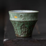 Buddha Stones Small Vintage Style Ceramic Teacup Kung Fu Tea Cup 50ml Cup BS Green 5.6cm*4.7cm*50ml