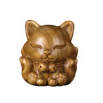 Buddha Stones Mini Nine-Tailed Fox Ivory Fruit Sandalwood Green Sandalwood Blessing Decoration Decorations BS 23