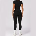 Buddha Stones Women Short Sleeve T-Shirt Top High Waist Leggings Pants For Sports Yoga 2-Piece Outfit BS 6