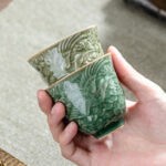 Buddha Stones Crane Pine Ceramic Teacup Kung Fu Tea Cup 80ml Cup BS 1