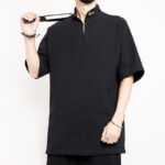 Buddha Stones Chinese Tang Suit Embroidery Half Sleeve Shirt Linen Men Clothing Men's Shirts BS 1