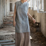 Buddha Stones Handmade Tie Dye Ramie Linen Frog-Button Sleeveless Vest 8