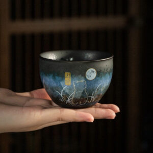 Buddha Stones Ceramic Teacup Lovely Cat Black Tea Cups 140ml Cup BS main