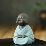 Buddha Stones Always Smiling Laughing Buddha Wealth Luck Purple Clay Maitreya Statue Decoration Decorations BS Sitting Green Little Monk