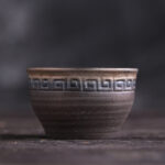 Buddha Stones Simple Brown Striped Texture Ceramic Teacup Kung Fu Tea Cup Bowl Cup BS Texture 7.2cm*4.5cm*90ml
