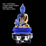 Buddha Stones Medicine Buddha Handmade Liuli Crystal Art Piece Compassion Statue Home Office Offering Decoration Decorations BS 7.5*5.5*12cm Gold Medicine Buddha&Luminous Base