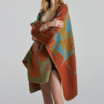 Tibetan Orange Shawl Warm Cloak Scarf Tibetan Shawl BS 11