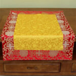 Buddha Stones Brocade Prayer Altar Flower Vajra Dragon Pattern Auspicious Symbols Table Runner Prayer Altar BS Red&Yellow Dragon 70*70cm