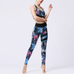 Buddha Stones 2Pcs Sunflower Flowers Leaves Print Top Pants Sports Fitness Yoga Women's Yoga Sets Women's Yoga Sets BS 35