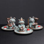 Buddha Stones Meditation Frog Ceramic Lotus Healing Incense Burner Incense Burner BS 3