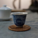 Buddha Stones Jingdezhen Blue and White Porcelain Hand Painted Lotus Plum Blossom Ceramic Teacup Kung Fu Tea Cups Cup BS 9