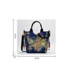 Buddha Stones Peacock Double-sided Embroidery Tote Bag Shoulder Bag Crossbody Bag Bag BS 7
