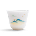 Buddha Stones Lotus Flower Leaf Mountain Pavilion Elk Peony Ceramic Teacup Kung Fu Tea Cup Cup BS 12
