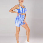 Buddha Stones 2Pcs Tie Dye Print Seamless Crop Top Bra Shorts Sports Fitness Gym Yoga Outfits 2-Piece Outfit BS 16