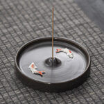 Buddha Stones Koi Fish Pattern Spiritual Healing Ceramic Incense Stick Burner Decoration Incense Burner BS Black Koi Fish