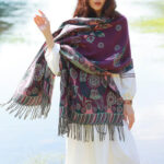 Buddha Stones Tibetan Flower Floral Leaves Pattern Design Shawl Cozy Travel Scarf Wrap Tibetan Shawl BS 14