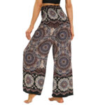 Buddha Stones Boho Mandala Print Lace-up Wide Leg Pants Women's Yoga Pants Women's Wide Leg Pants BS 3