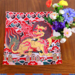Buddha Stones Fengshui Kirin Prayer Altar Mat Healing Meditation Auspicious Symbol Mat Prayer Altar BS 8