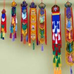Buddha Stones Lotus Flower Eight Auspicious Symbols Meditation Enlightenment Colorful Tassels Wall Art Wall Art BS 2