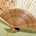 Buddha Stones Cute Cat Butterfly Flowers Pattern Handheld Silk Bamboo Folding Fan 21cm Folding Fan BS 4