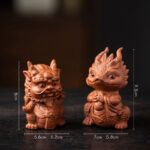 Buddha Stones Luck Dragon Wealth Tea Pet Purple Clay Figurine Decoration Decorations BS Dragon King+Dragon Girl(A Pair Of Brown)