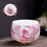 Buddha Stones Phoenix White Porcelain Ceramic Teacup Kung Fu Tea Cup 185ml With Gift Box Cup BS Rose Red Phoenix 8.5cm*6cm*185ml